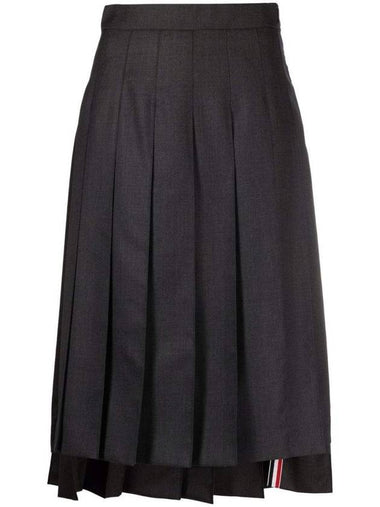 Super Twill Below Knee Pleated Skirt Dark Grey - THOM BROWNE - BALAAN