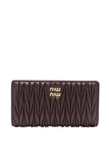 Briarwood Matelasse Nappa Leather Long Wallet Brown - MIU MIU - BALAAN 1