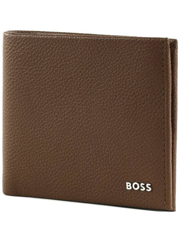 Logo Lettering Leather Half Wallet Brown - HUGO BOSS - BALAAN 2