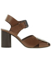 Strap Leather Sandals Heel Hazelnut Brown - LEMAIRE - BALAAN.