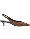 Women's Check Pattern Slingback Heels Brown - BURBERRY - BALAAN 1