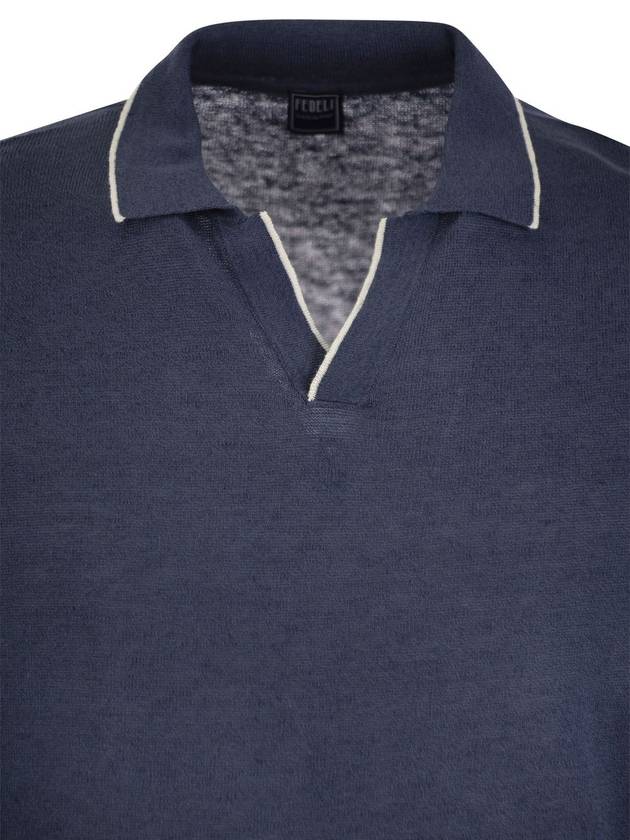 Polo shirt with open collar in linen and cotton - FEDELI - BALAAN 4