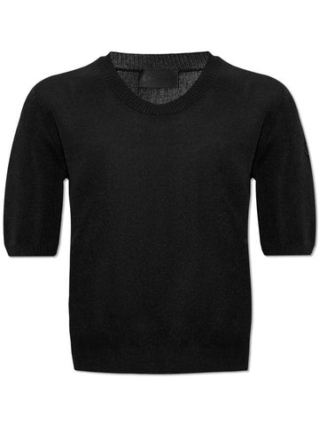 Moncler Sweater With Short Sleeves, Women's, Black - MONCLER - BALAAN 1