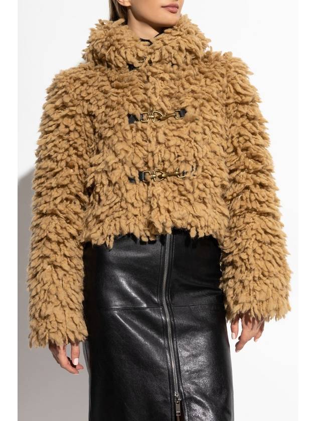 Fringe Cropped Wool Blend Shearling Flax - BURBERRY - BALAAN 4