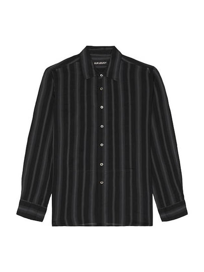 Adorn Stripe Sheer Cotton Silk Long Sleeve Shirt Black - OUR LEGACY - BALAAN 2