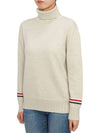 Women's Jersey Stitch Wool Turtleneck Beige - THOM BROWNE - BALAAN 3