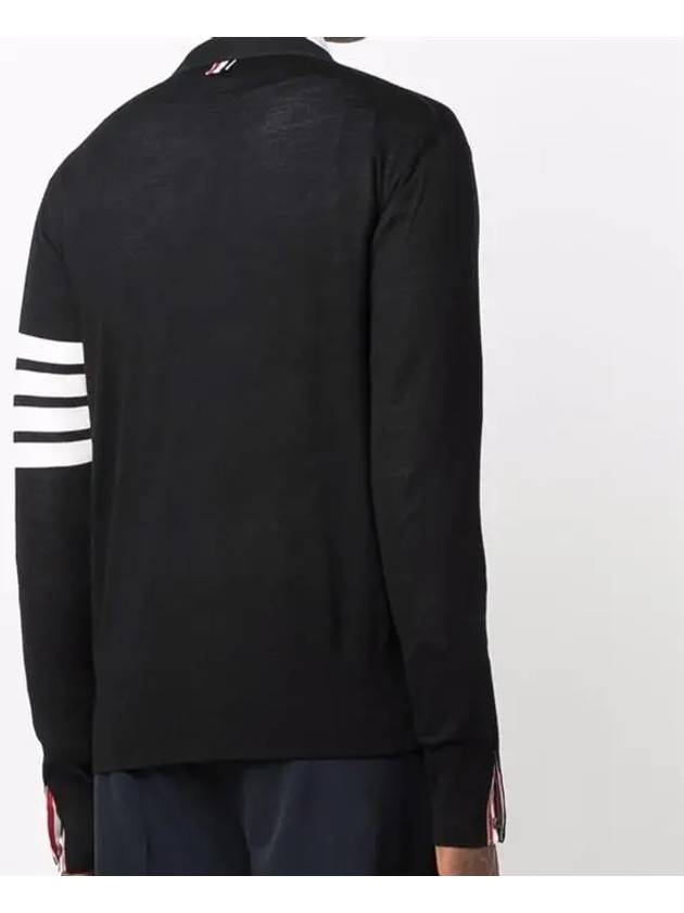 Men's Sustainable Classic Diagonal Wool Cardigan Black - THOM BROWNE - BALAAN 6