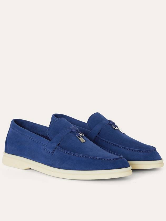 Summer Charms Walk Suede Loafers Blue Fluorite - LORO PIANA - BALAAN 1