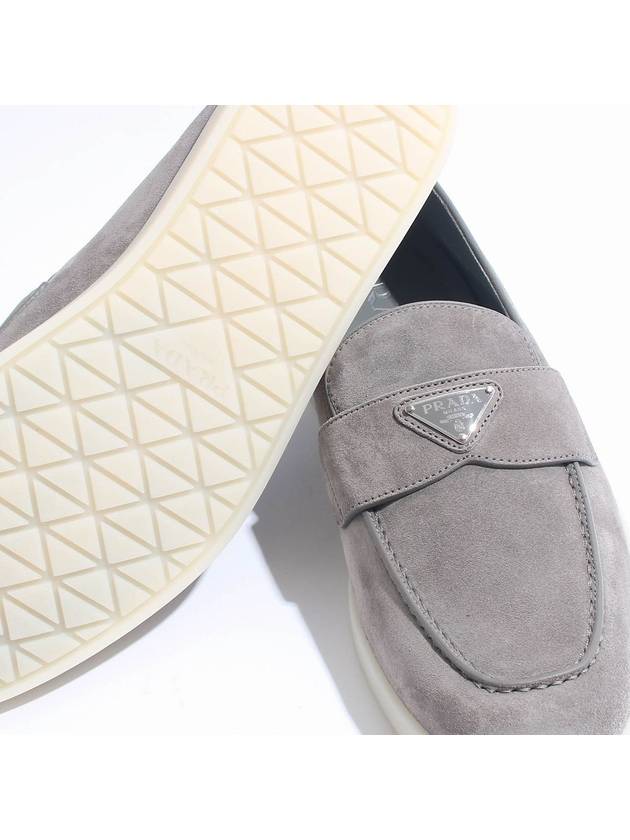 Triangle Logo Suede Loafers Grey - PRADA - BALAAN 6