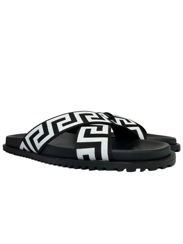 Greca Cross Band Slippers Black - VERSACE - BALAAN 3