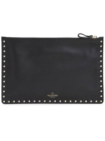 Women's Rockstud Clutch Bag Black - VALENTINO - BALAAN 1