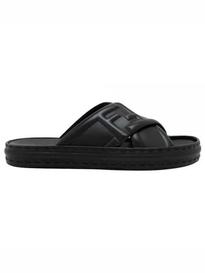 FF Logo Cross Slippers Black - FENDI - BALAAN 2