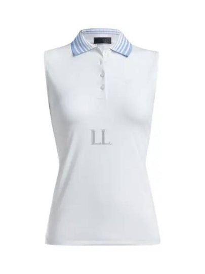 Women's Pleated Collar Sleeveless PK Shirt White - G/FORE - BALAAN 2