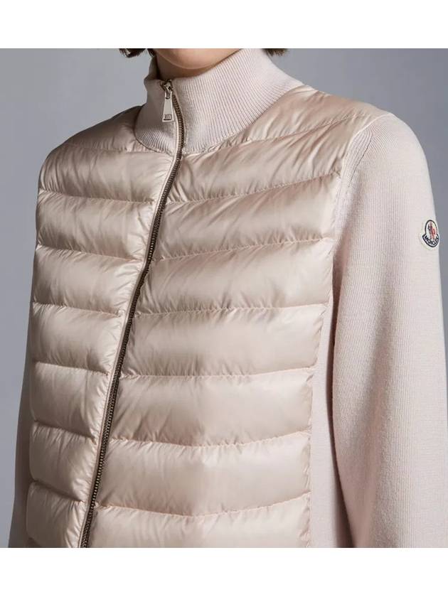 Logo Padded Wool Cardigan Pink - MONCLER - BALAAN 4