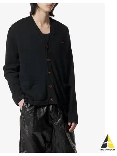 V Neck Cotton Cardigan Black - VIVIENNE WESTWOOD - BALAAN 2