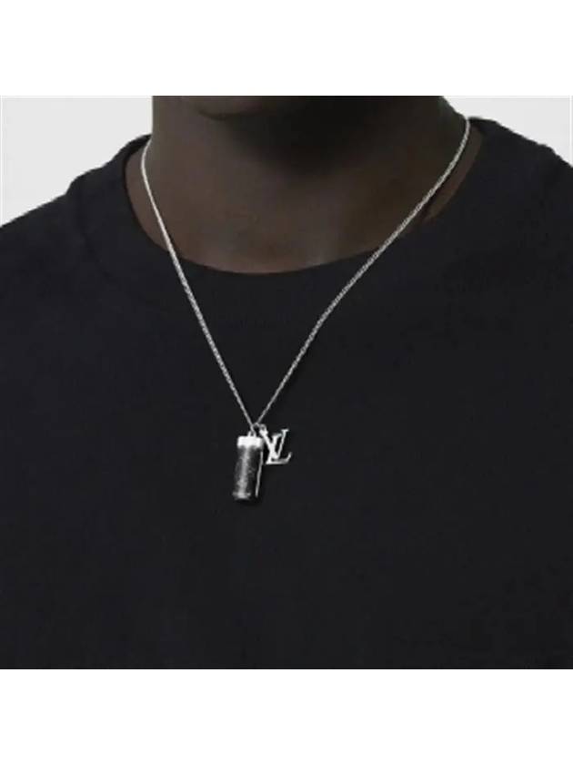 Men's Monogram Eclipse Charm Necklace Silver - LOUIS VUITTON - BALAAN 3