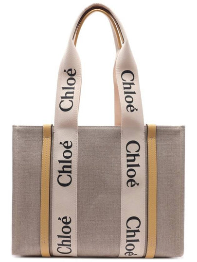 Woody Canvas Medium Tote Bag Yellow - CHLOE - BALAAN 2