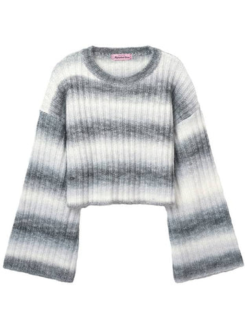 Blur Striped Crop Knit Top Grey - HIGH SCHOOL DISCO - BALAAN 1