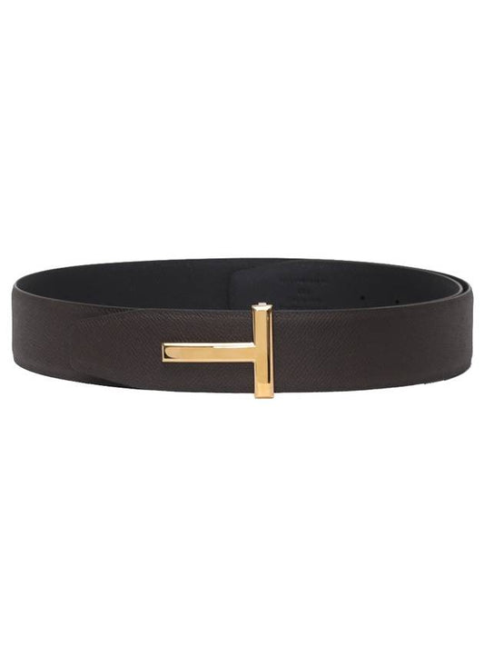 T Buckle Reversible Leather Belt Brown - TOM FORD - BALAAN.