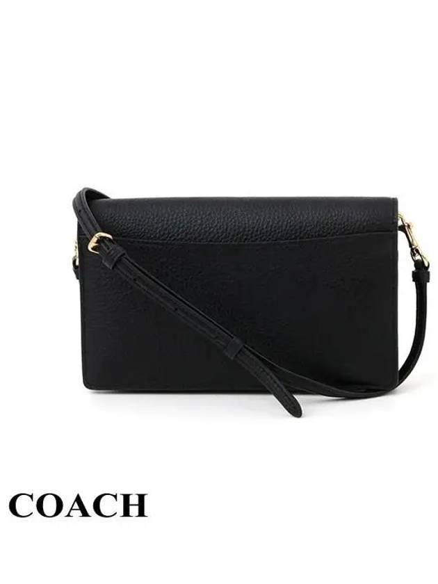 Anna Foldover Clutch Cross Bag Black - COACH - BALAAN 4