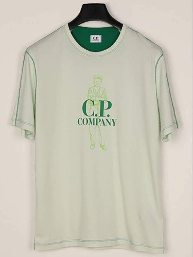 Logo Print Cotton Jersey Short Sleeve T-Shirt Light Green - CP COMPANY - BALAAN 2