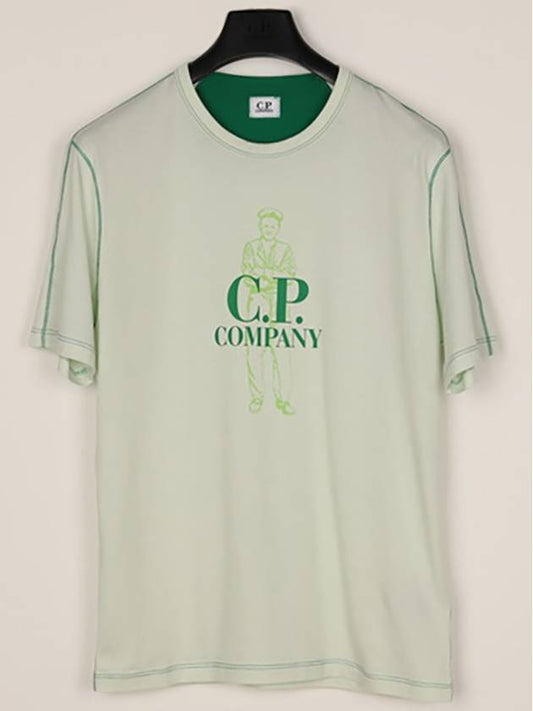 Logo Print Cotton Jersey Short Sleeve T-Shirt Light Green - CP COMPANY - BALAAN 2