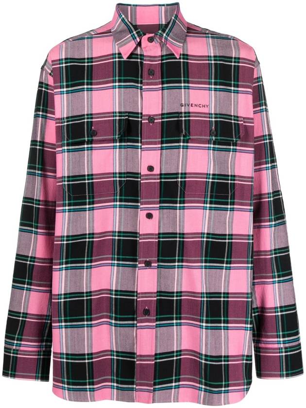 23 fw Multicolor Pink Cotton Virgin Wool Blend Check Shirt BM60Y414YY960 B0480739475 - GIVENCHY - BALAAN 2