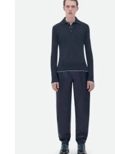 Cotton Long Sleeve Polo Shirt Midnight Blue - BOTTEGA VENETA - BALAAN 2