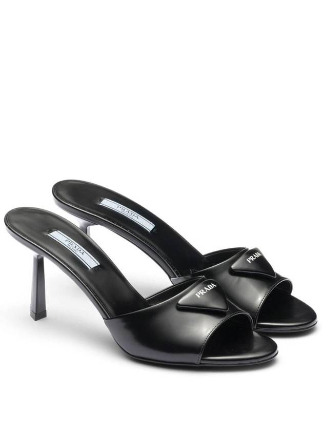 Women's Leather Sandals Heel Black - PRADA - BALAAN 4