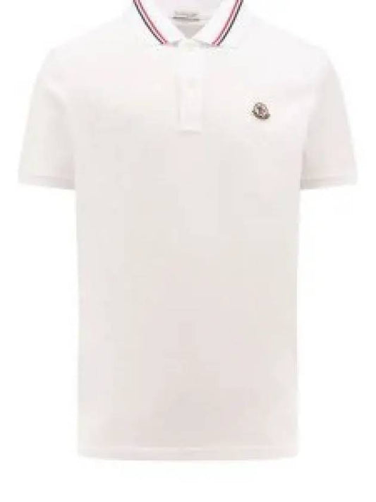 Logo Patch Short Sleeve Polo Shirt White J10918A0002189A16002 - MONCLER - BALAAN 1