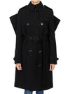 Women's Panel Detail Cashmere Wool Blend Trench Coat Black - BURBERRY - BALAAN 3