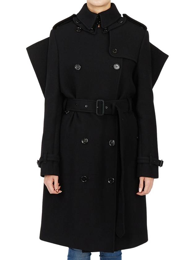 WoMen's Panel Detail Cashmere Wool Blend Trench Coat Black - BURBERRY - BALAAN 3