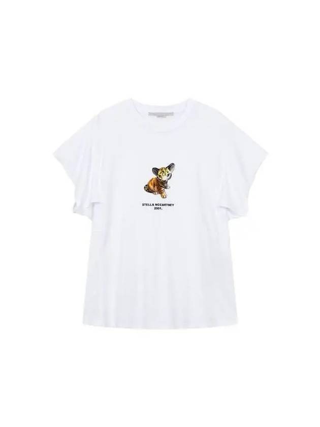 STELLA McCARTNEY Tiger Logo Short Sleeve T Shirt White - STELLA MCCARTNEY - BALAAN 1