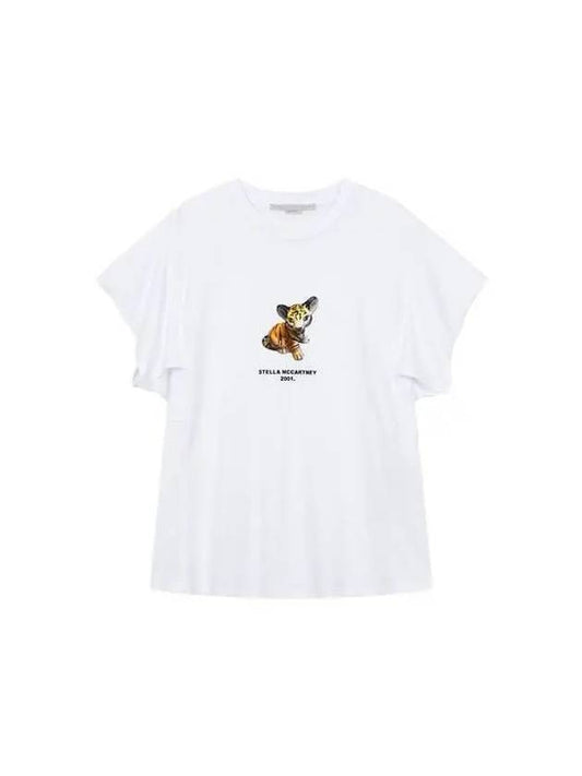 STELLA McCARTNEY Tiger Logo Short Sleeve T Shirt White - STELLA MCCARTNEY - BALAAN 1