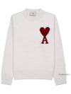 Intarsia Big Heart Logo Wool Knit Top Ivory - AMI - BALAAN 11