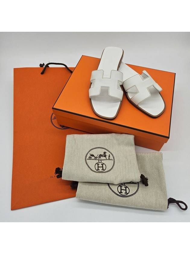 Oran Calfskin Slippers Blanc - HERMES - BALAAN 2