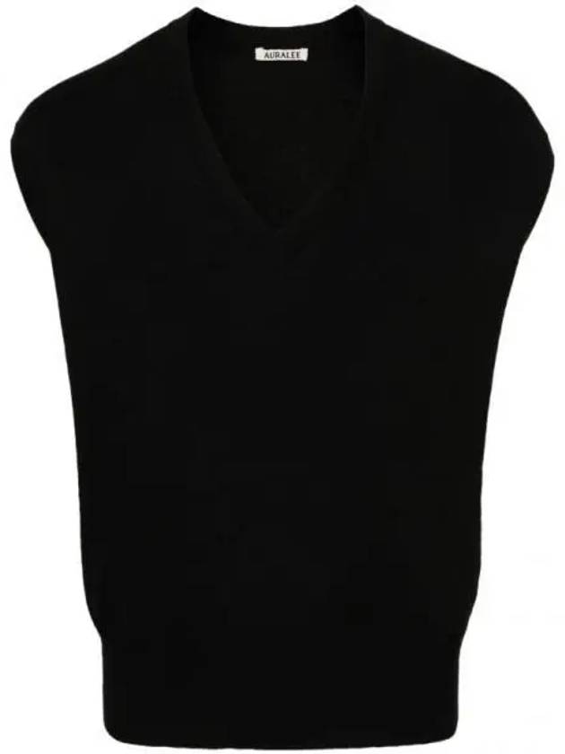 Super Fine Cashmere Silk Knit Vest Top Black A24SV03SC - AURALEE - BALAAN 1