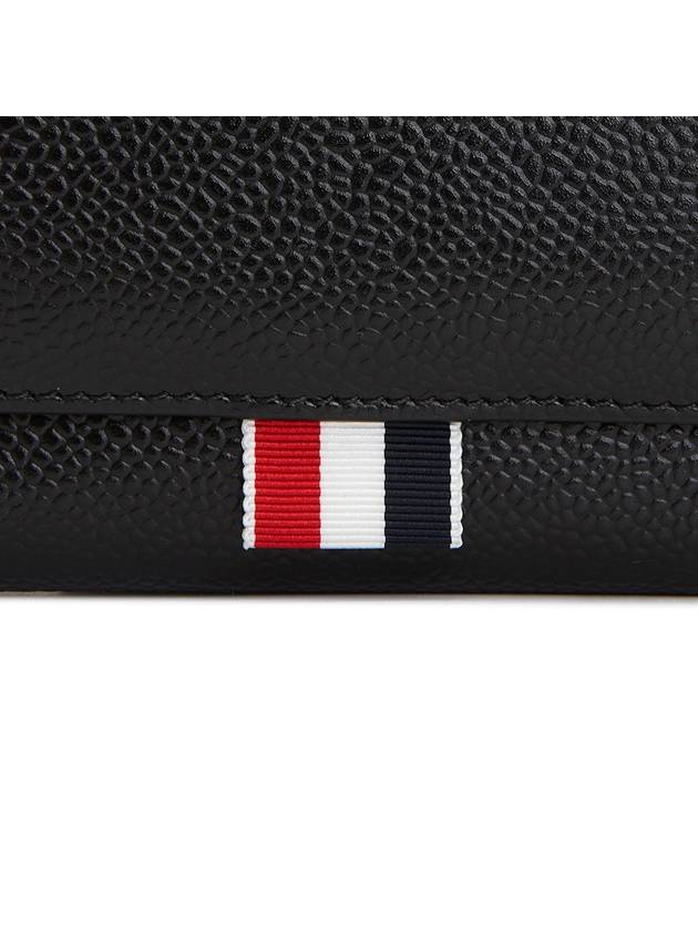 RWB Stripe Pebble Leather Tri-fold Half Wallet Black - THOM BROWNE - BALAAN 8