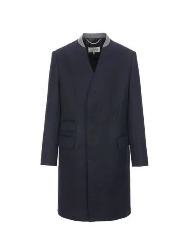 Stitch Label Wool Coat Navy SI1AA0001 S48109 - MAISON MARGIELA - BALAAN 1