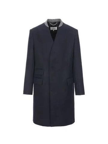 Stitch Label Wool Coat Navy SI1AA0001 S48109 - MAISON MARGIELA - BALAAN 1