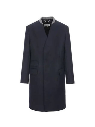 Stitch Label Wool Coat Navy SI1AA0001 S48109 - MAISON MARGIELA - BALAAN 1