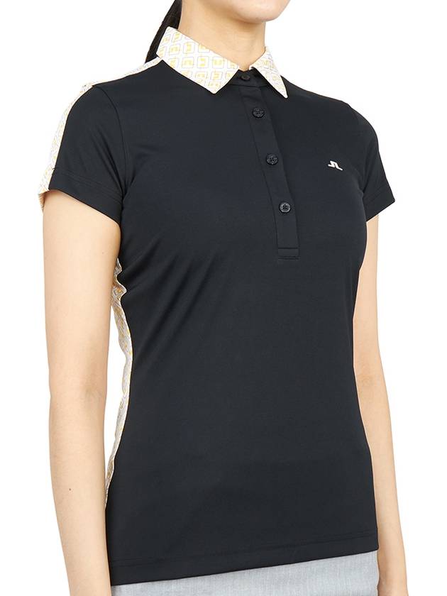 Women's Collar CARA Polo Short Sleeve T-Shirt Black - J.LINDEBERG - BALAAN 4