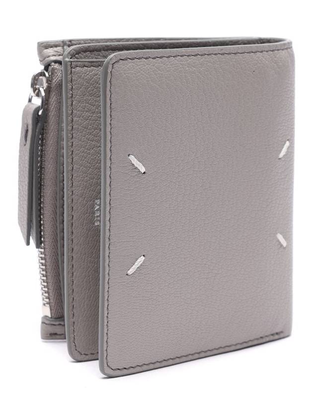 Four-Stitch Leather Half Wallet Grey - MAISON MARGIELA - BALAAN 4