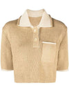 Le Maille Arco Contrasted Cropped Knit Polo Shirt Beige - JACQUEMUS - BALAAN 1