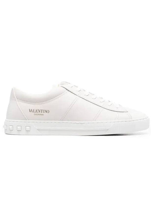 Men's City Planet Leather Low Top Sneakers White - VALENTINO - BALAAN 1