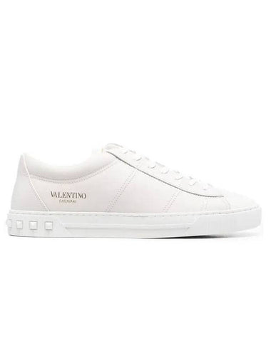 Men's City Planet Leather Low Top Sneakers White - VALENTINO - BALAAN 1