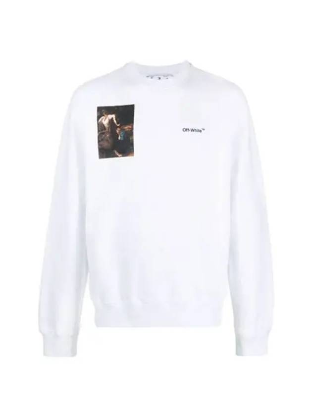 Caravaggio Root Slim Crew Neck Sweatshirt White Black Men's Sweatshirt OMBA057C99FLE0110110 - OFF WHITE - BALAAN 2