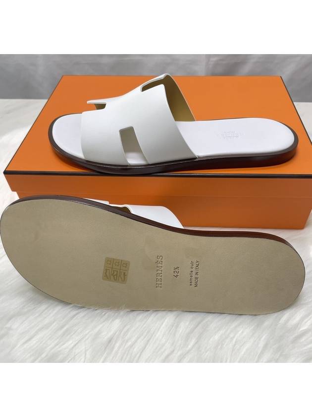 Izmir Leather Slippers Blanc - HERMES - BALAAN 6