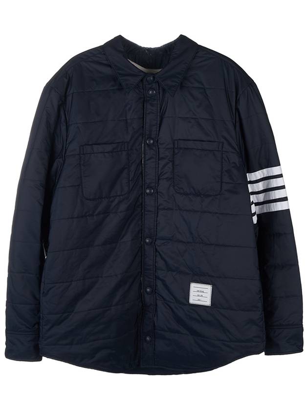 4 Bar Reversible Shirt Jacket Navy - THOM BROWNE - BALAAN 2