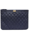 Women s A84406 Navy Cavier Skin Boy Gold New Medium Clutch - CHANEL - BALAAN 1